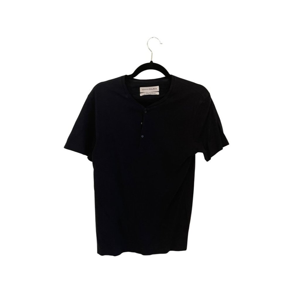 Navy Blue Zara Casual 1/4 button down shirt